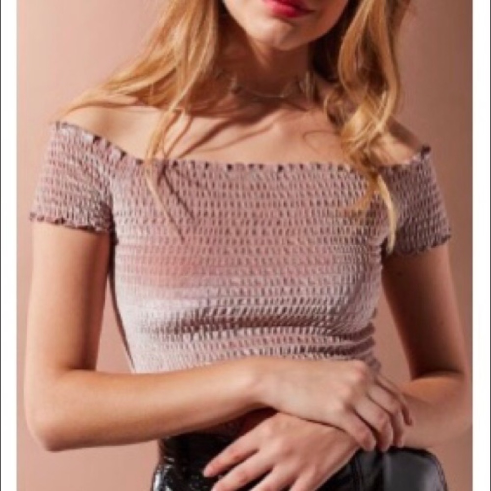 Urban outfitters off the shoulder velvet crop top